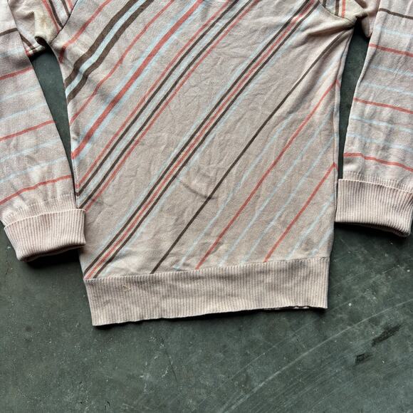 Guess Collection Long Sleeve Blouse Womens M Peach Brown Striped Square Neck Top - Picture 3 of 14